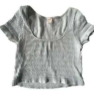 PAC cares Pacsun ribbed textured cropped light blue scoop neck short sleeve S